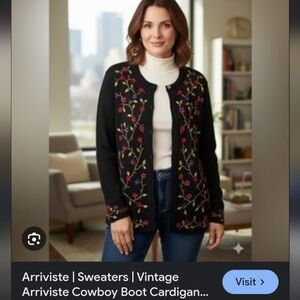 Arriviste Black Floral Embroidered Cardigan